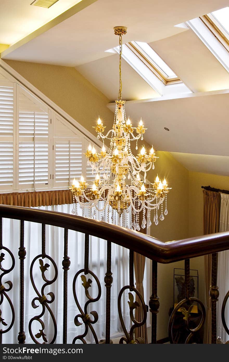 Handrail and lamp in modern house