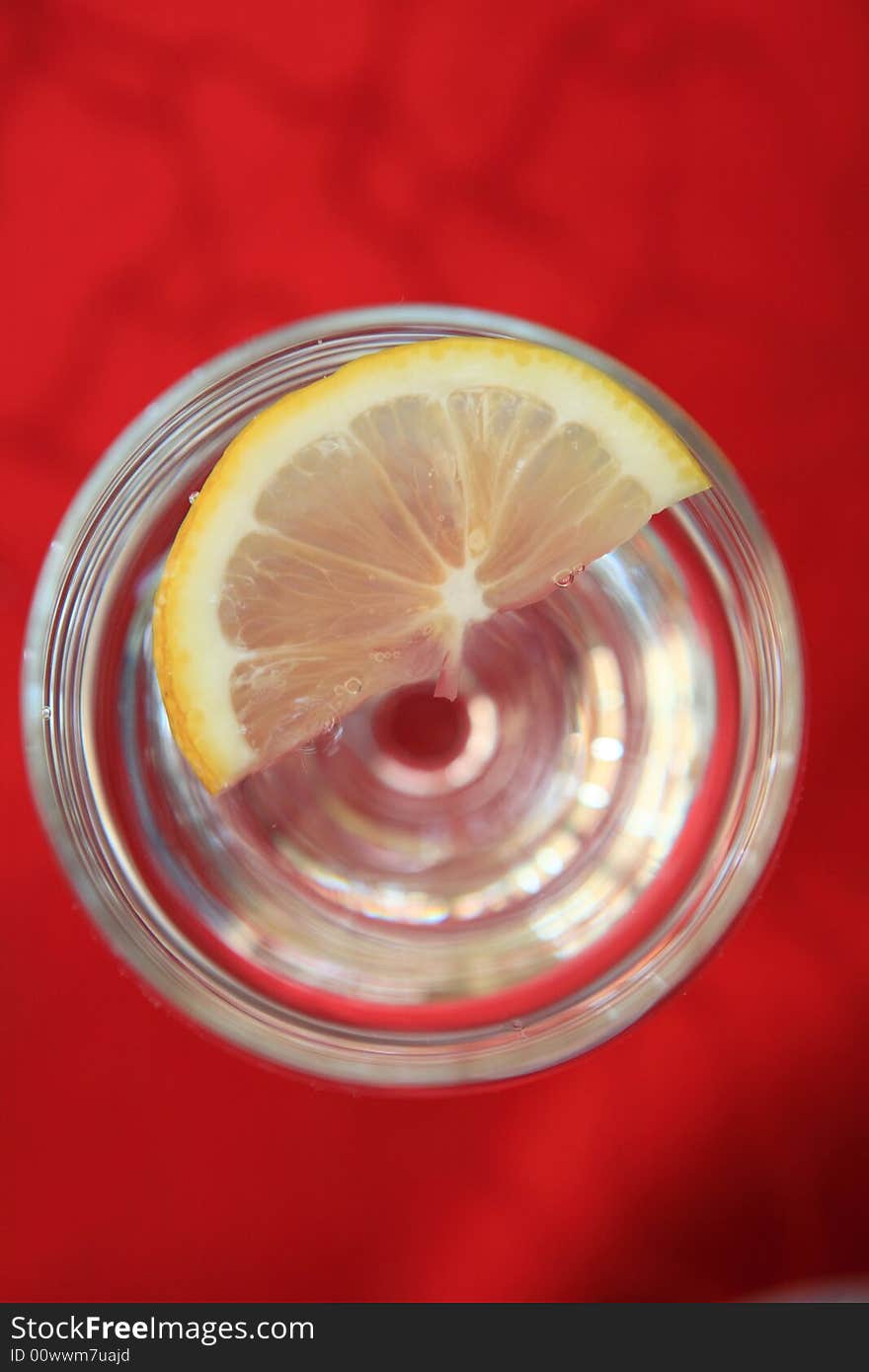 Piece of lemon in in Soda Water