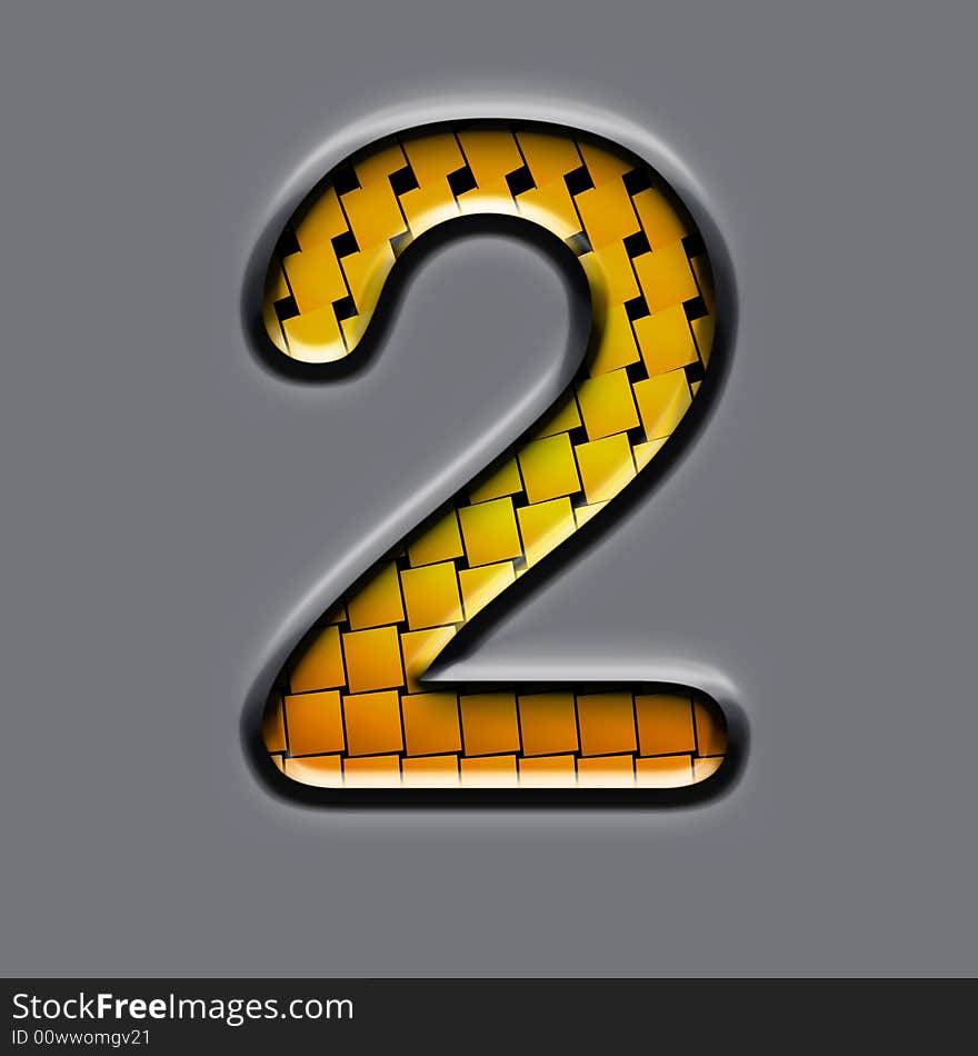 Orange 3d number on grey background