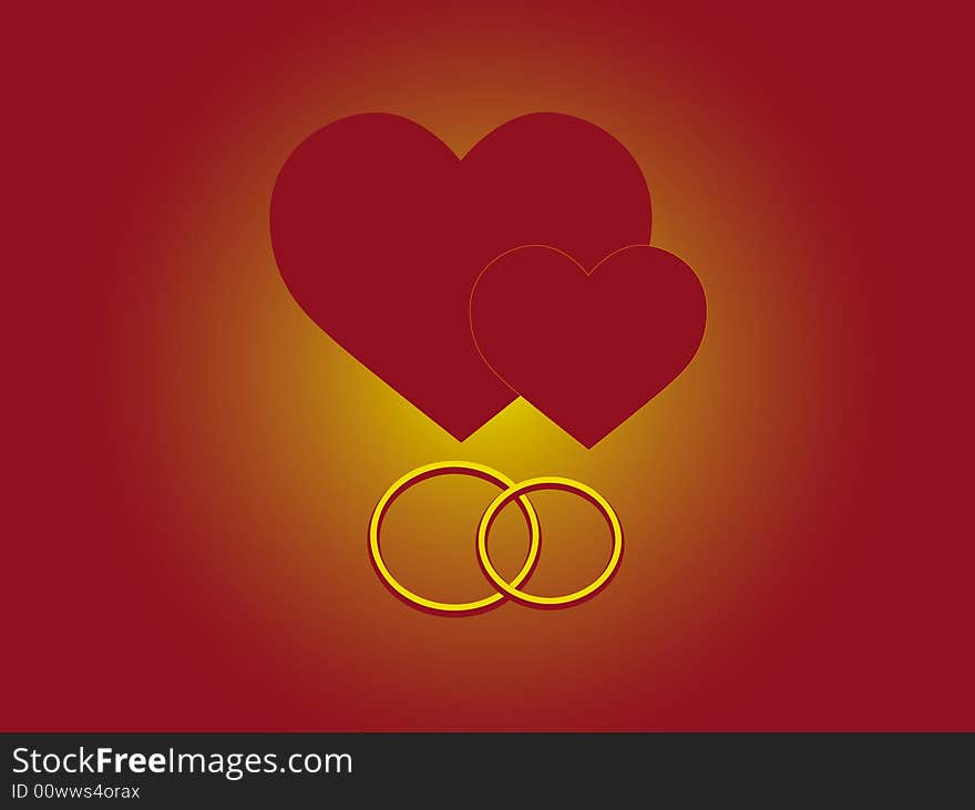 Vector illustration -Heart and rings for lovers. Vector illustration -Heart and rings for lovers