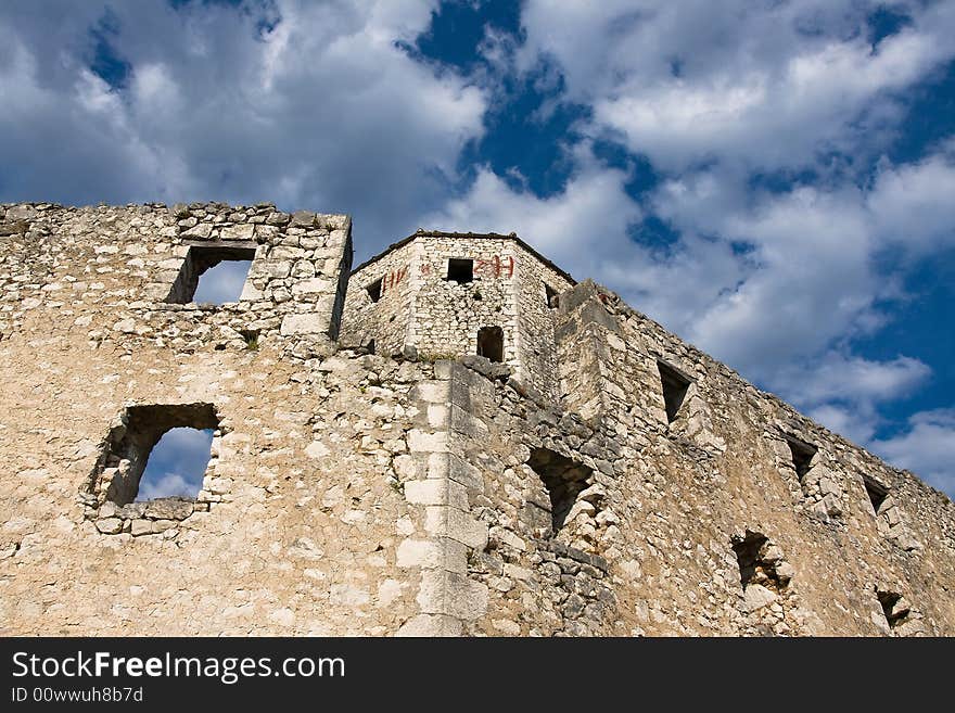 A old walls and ruins of historical tower fortress in pocitelj. A old walls and ruins of historical tower fortress in pocitelj