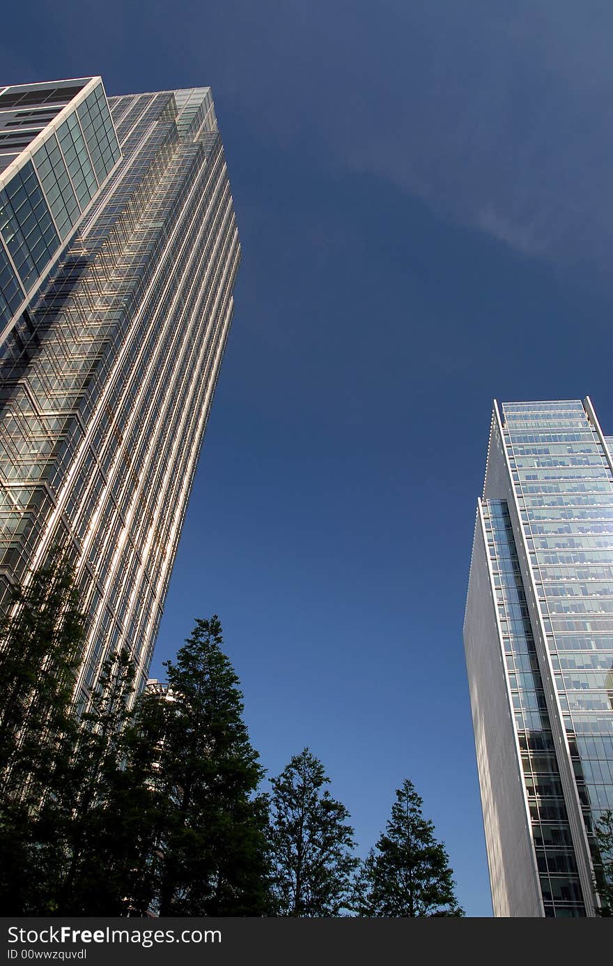 Modern office blocks in the business and financial district in London. Modern office blocks in the business and financial district in London.