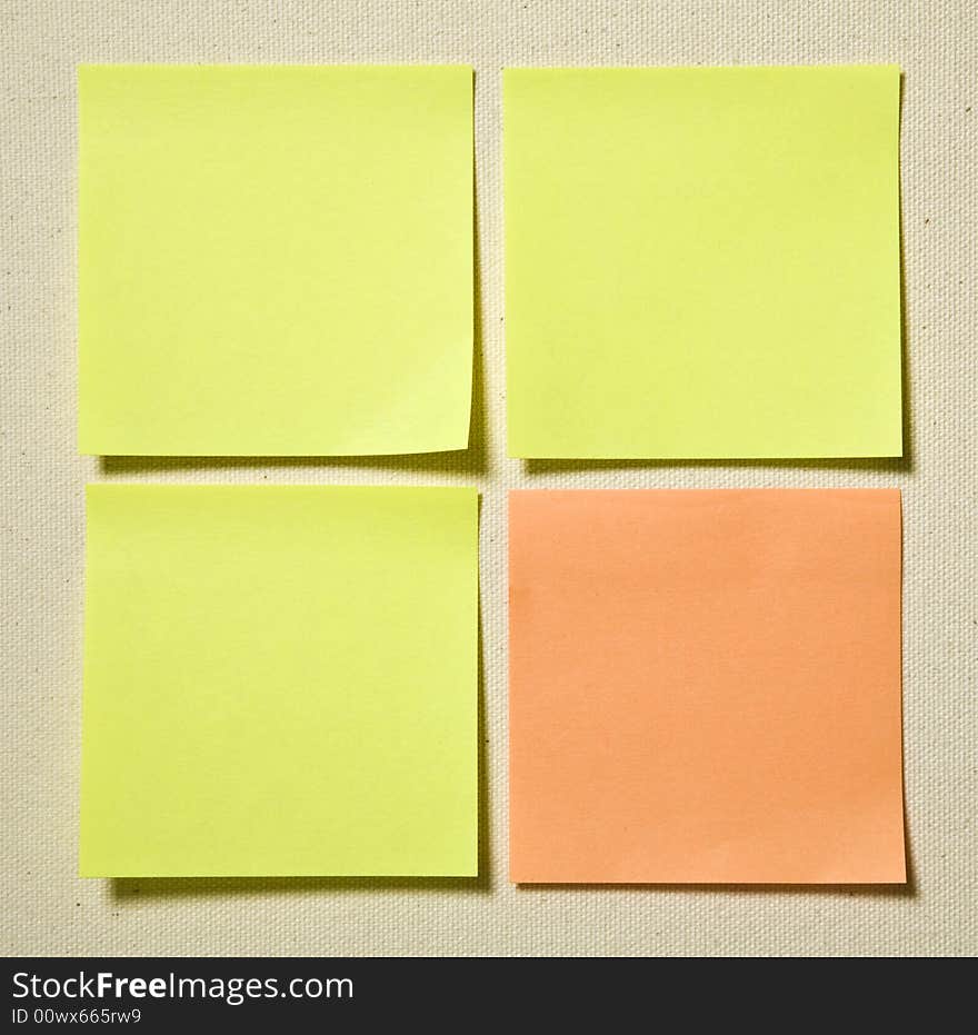 Colorful Note Set On Textile Background. Colorful Note Set On Textile Background