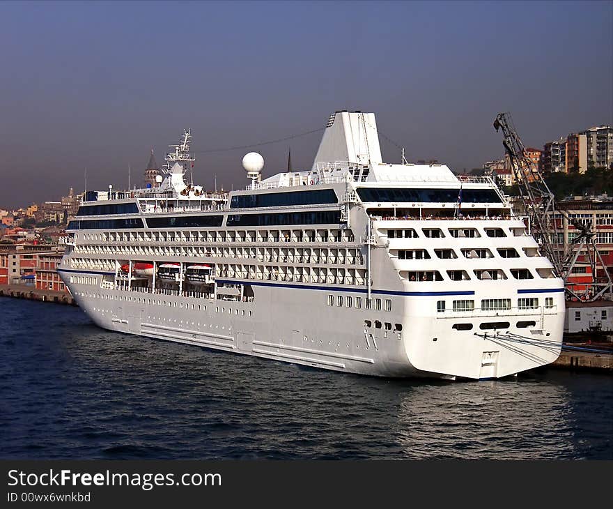 Touristic cruiseship in the port of Istanbul (Turkey). Touristic cruiseship in the port of Istanbul (Turkey)