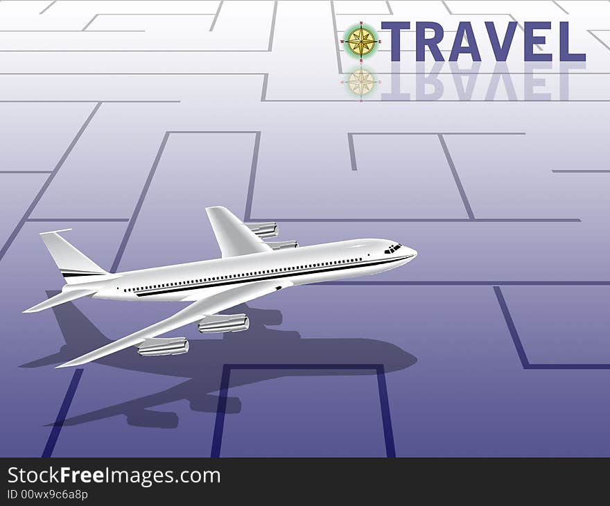 Conceptual travel illustration with labyrinth background. Conceptual travel illustration with labyrinth background