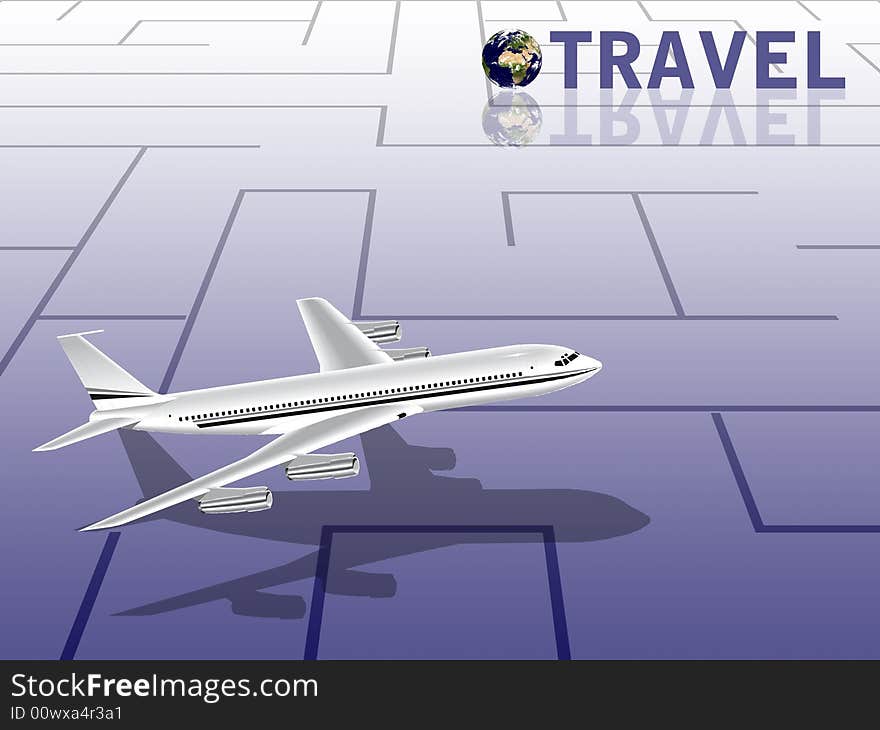 Conceptual travel illustration with labyrinth background. Conceptual travel illustration with labyrinth background