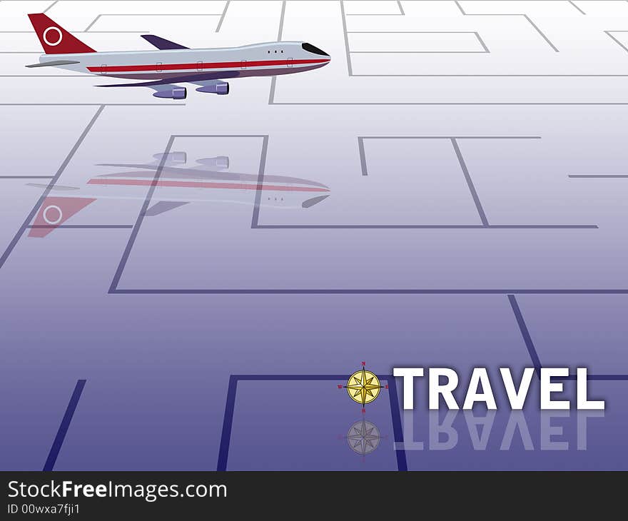 Conceptual travel illustration with labyrinth background. Conceptual travel illustration with labyrinth background