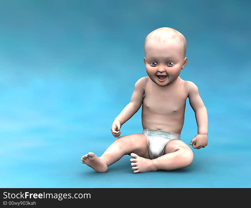 A baby with blue eyes sitting on the floor and laughing. A baby with blue eyes sitting on the floor and laughing.