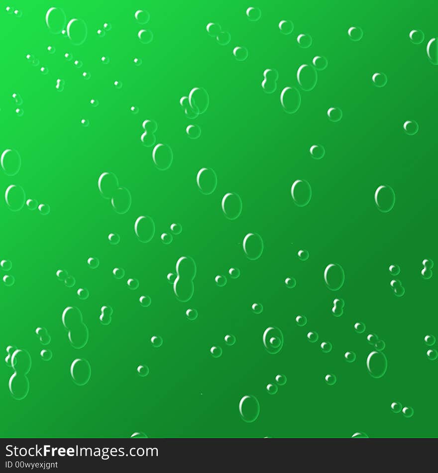 Illustration with green background and different drops forms falling. Illustration with green background and different drops forms falling