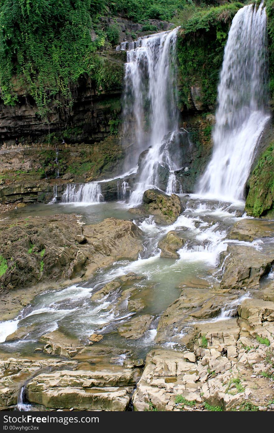 The beautiful waterfall in spring, long exposure