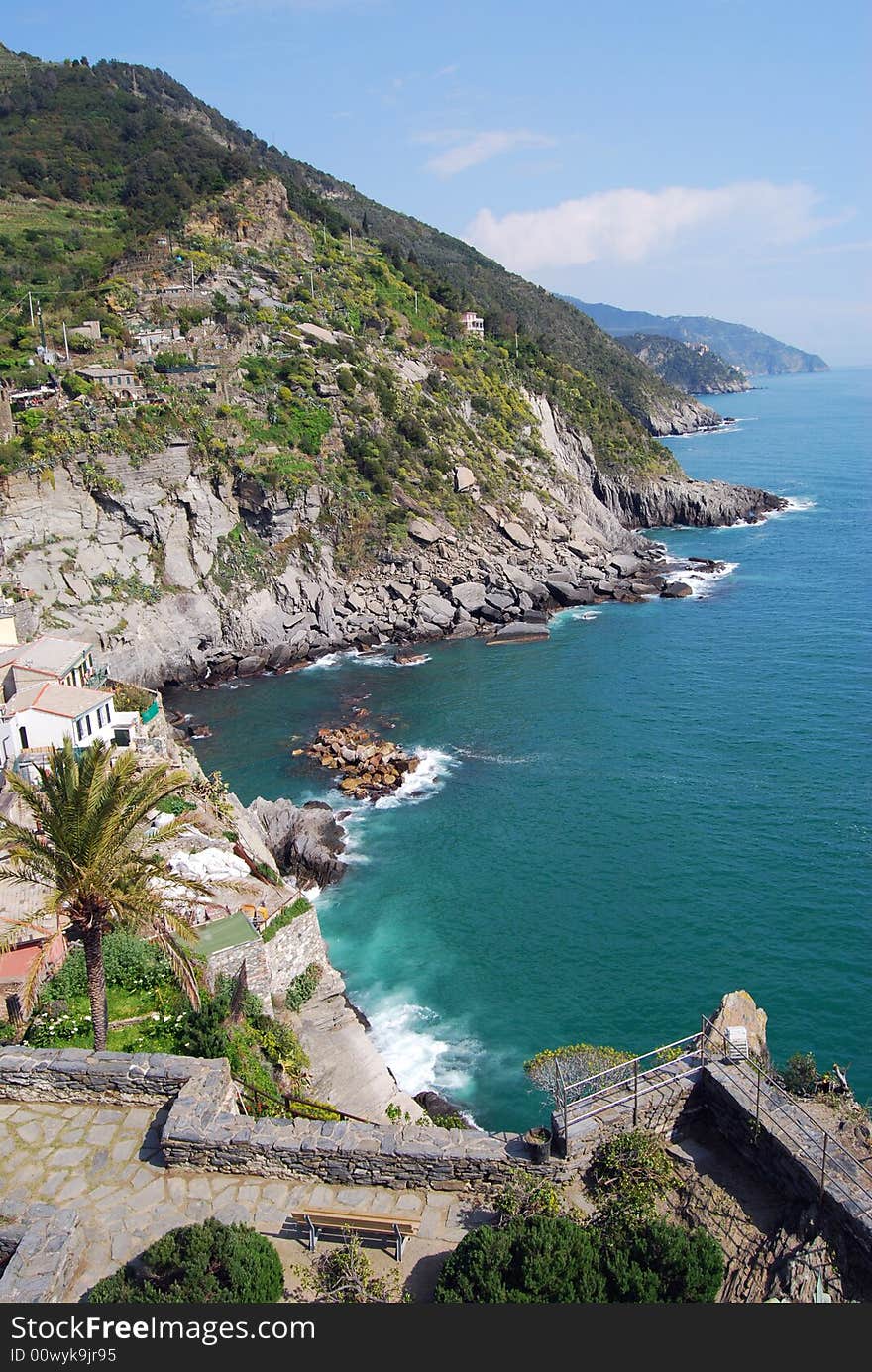 Sea in the Cinque Terre in Liguria, Italy. Cinque Terre is humanity's world patrimony.