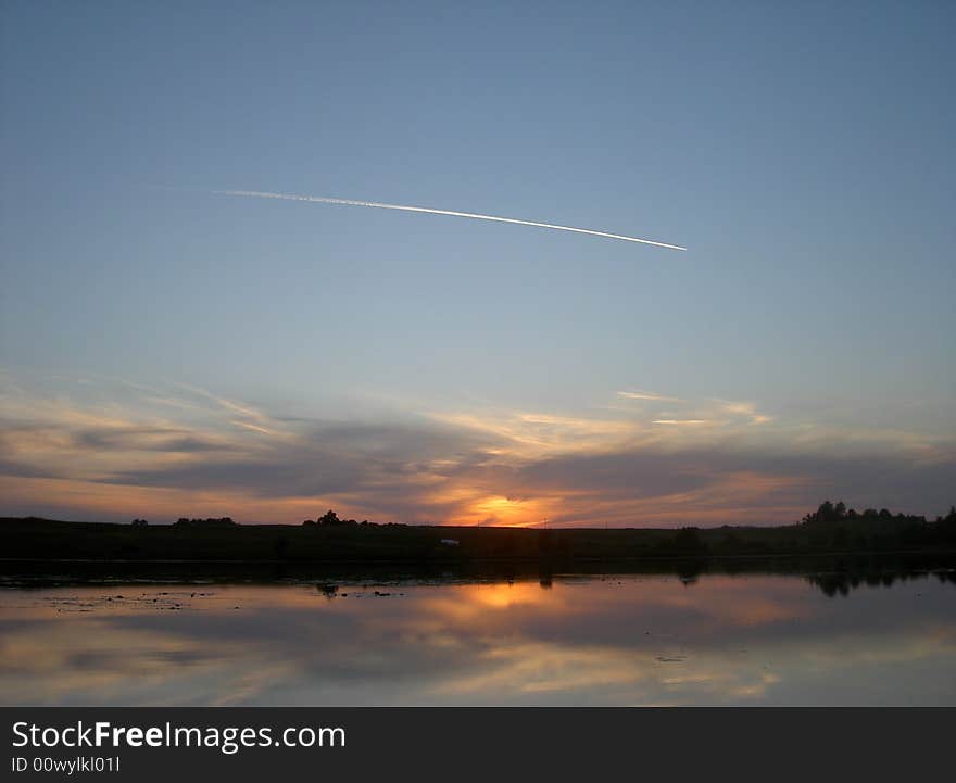 Sunset reflecting on the lake