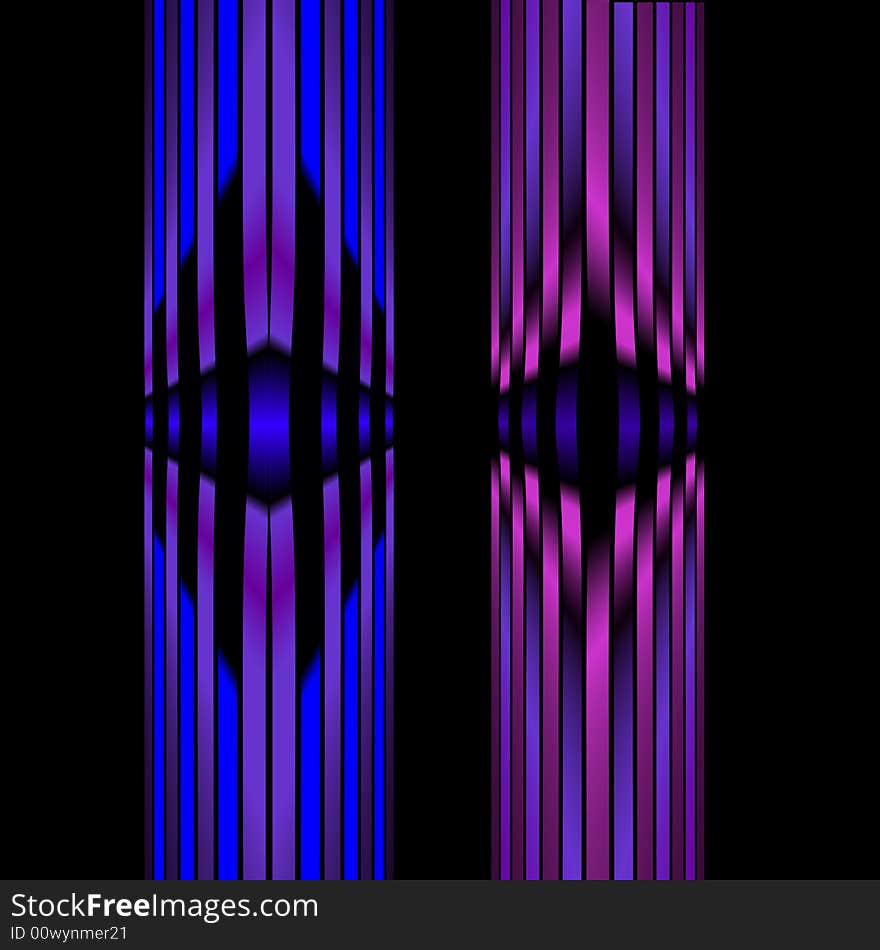 An abstract image with bead shaped central motifs set into two larger stripes. An abstract image with bead shaped central motifs set into two larger stripes.