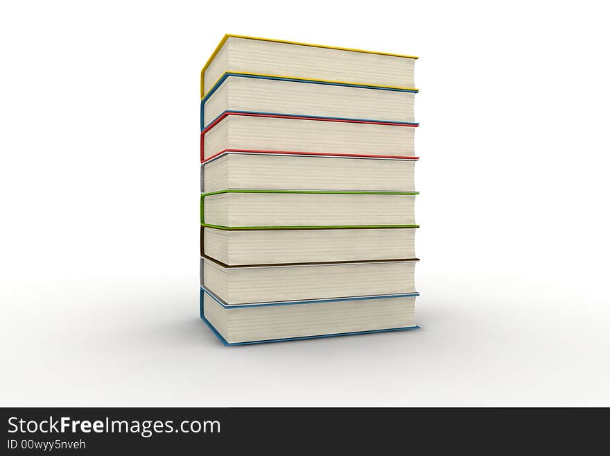 Pile of books - isolated on white background - photorealistic 3d render. Pile of books - isolated on white background - photorealistic 3d render