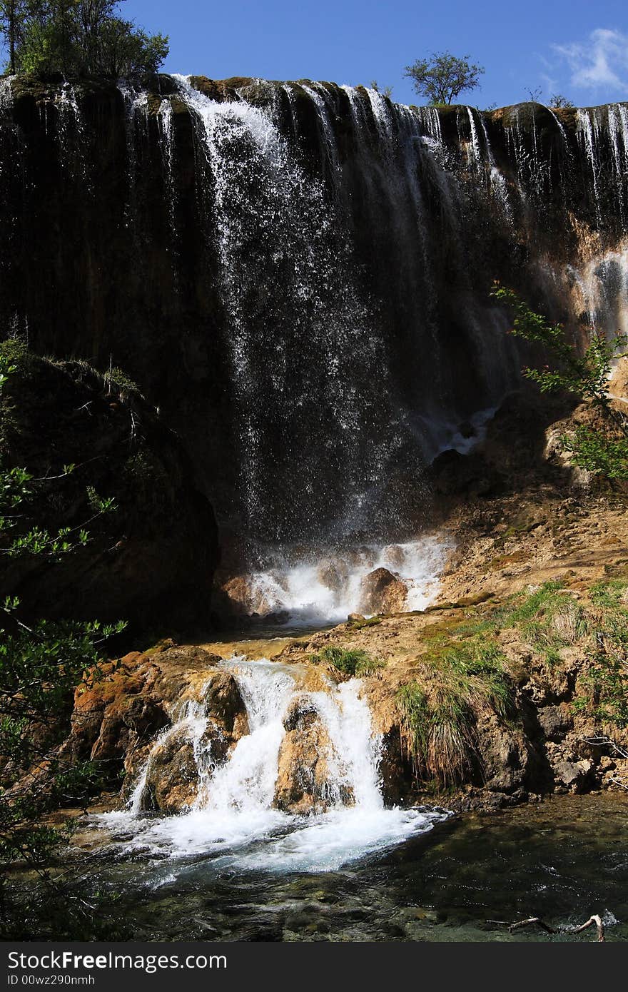 Waterfall in jiuzhaigou valley scenic