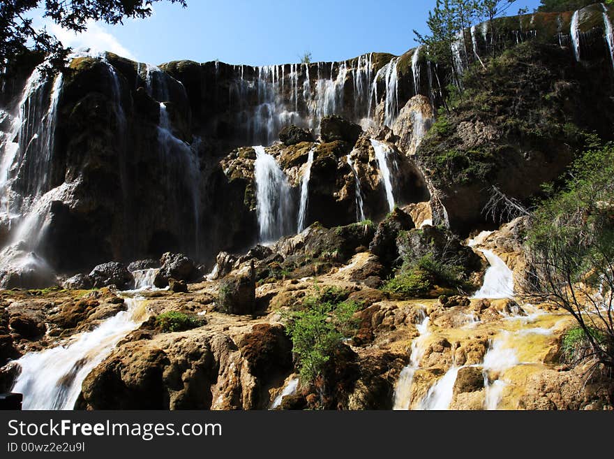 Beautiful waterfall in jiuzhaigou valley secnic，whitch was listed into the World Natural Heritage Catalog in 1992