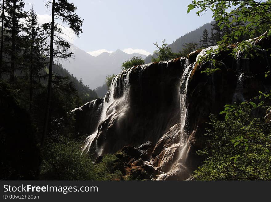 Beautiful waterfall in jiuzhaigou valley secnic，whitch was listed into the World Natural Heritage Catalog in 1992