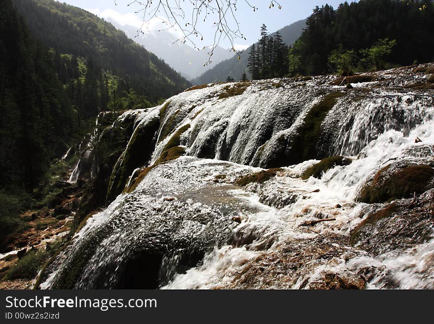 Beautiful waterfall in jiuzhaigou valley secnic，whitch was listed into the World Natural Heritage Catalog in 1992