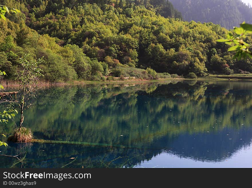 Lake in jiuzhaigou valley secnic. Lake in jiuzhaigou valley secnic