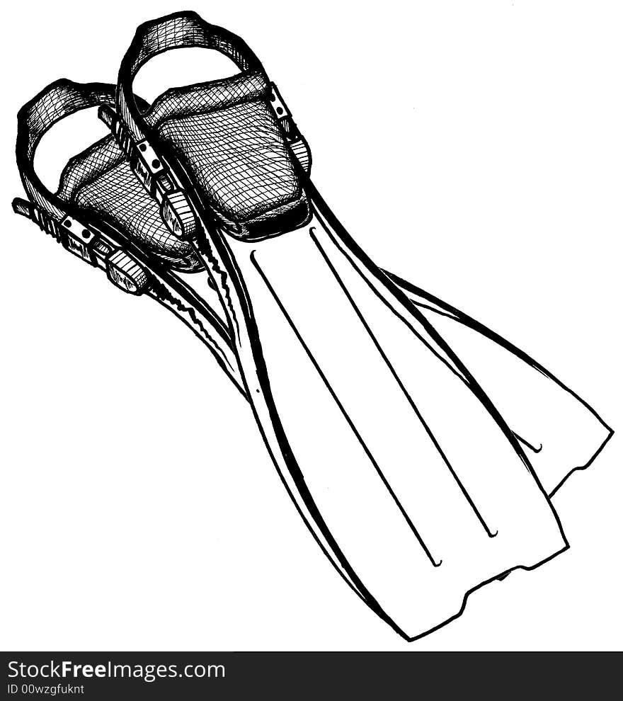 Illustration of a Pair of Scuba Diver's Fins