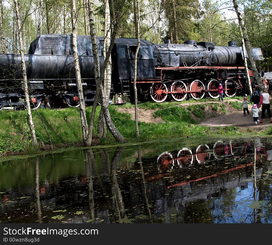 The old train in forest - Poland.