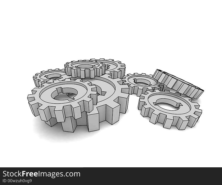 Isolated cogwheels - business network - illustration