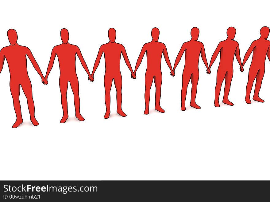 3d people - isolated illustration - team