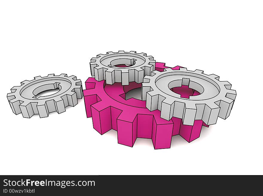 Isolated cogwheels - business network - illustration