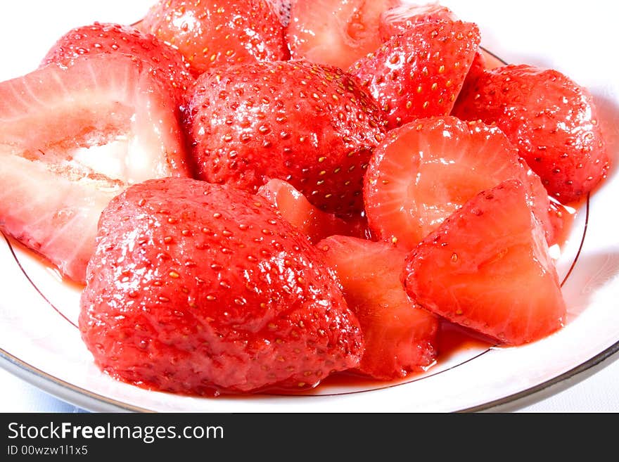 Strawberries sliced and ready to eat or serve. Strawberries sliced and ready to eat or serve