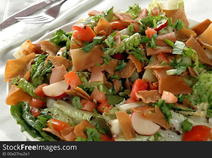 Salad with bacon and radishes. Salad with bacon and radishes