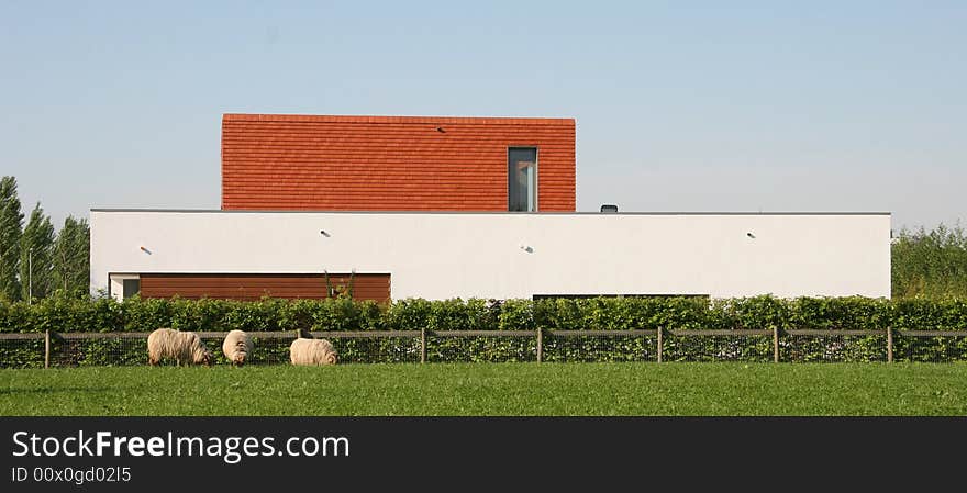 Modern villa close to farmland. Modern villa close to farmland