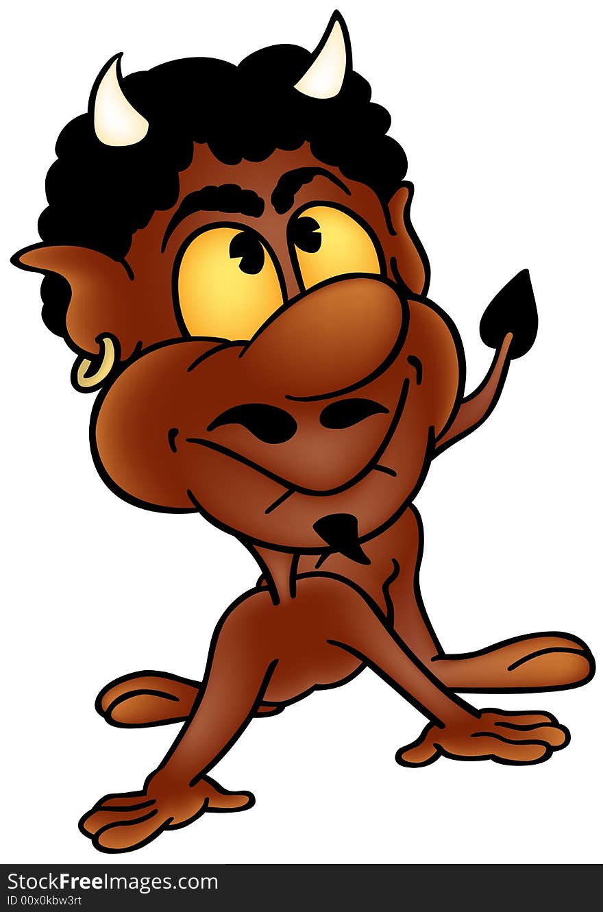 Brown Devil - colored cartoon illustration as vector