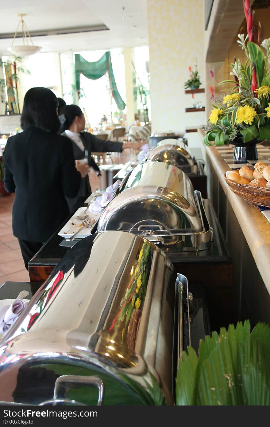 The restaurant buffet at lunch