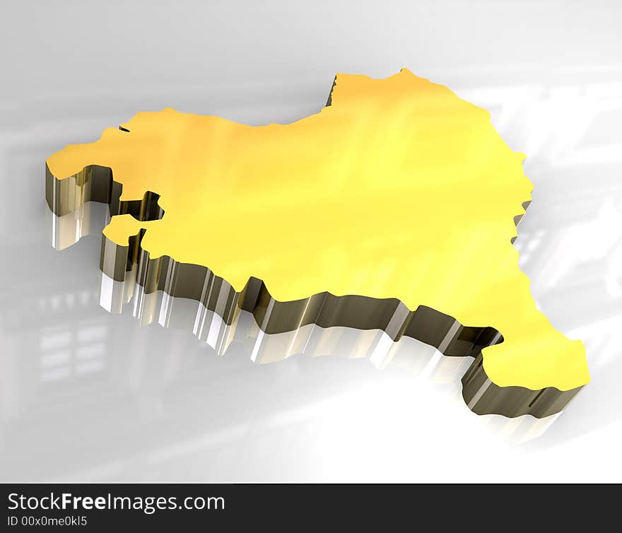 3d made golden map of basque. 3d made golden map of basque