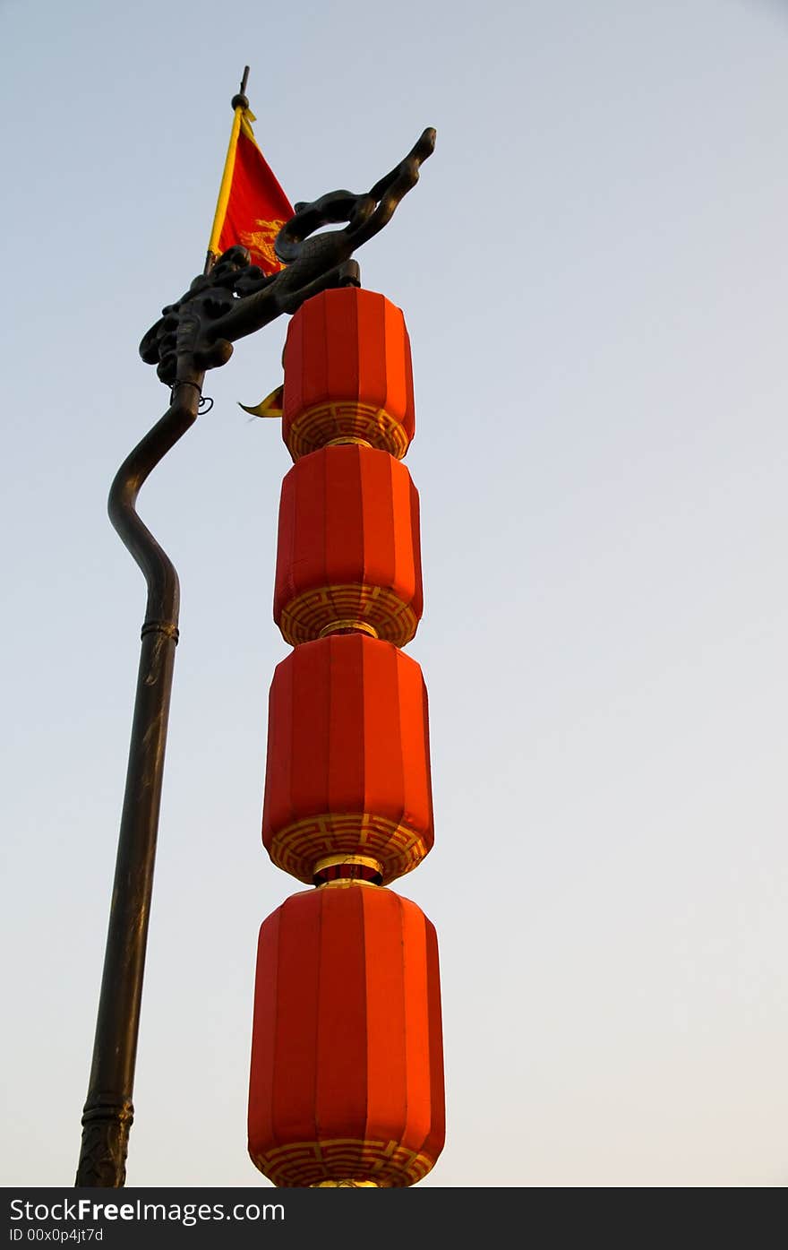 Lantern Of The Xi An City Wall