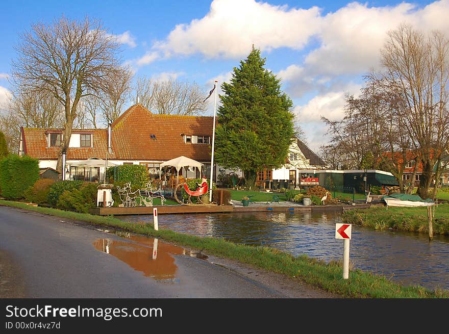 Dutch house after rain around a'dam