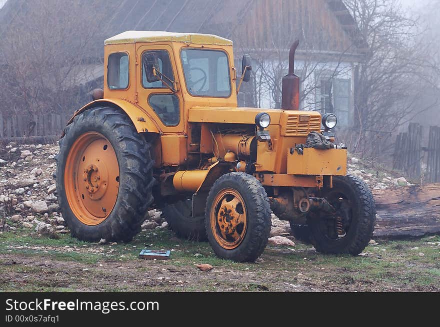 Yellow tractor.