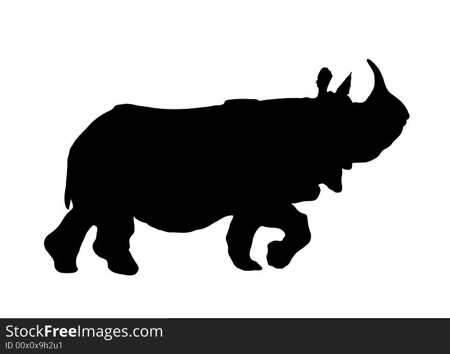 Illustration of rhinoceros walking on white background. Illustration of rhinoceros walking on white background