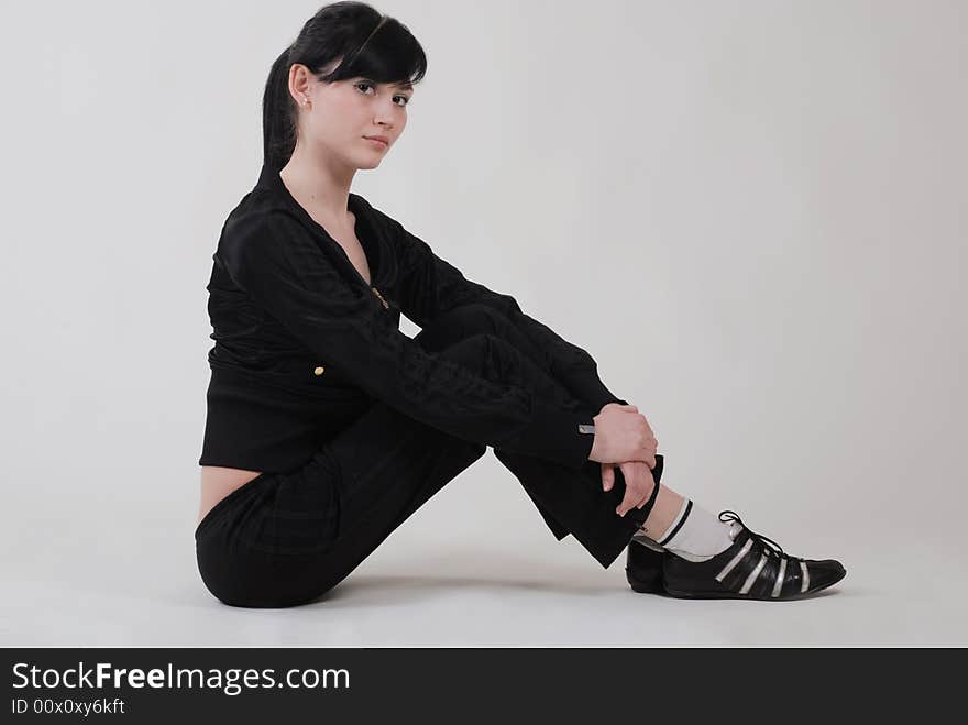 Young woman relaxing after sport exercises. Young woman relaxing after sport exercises