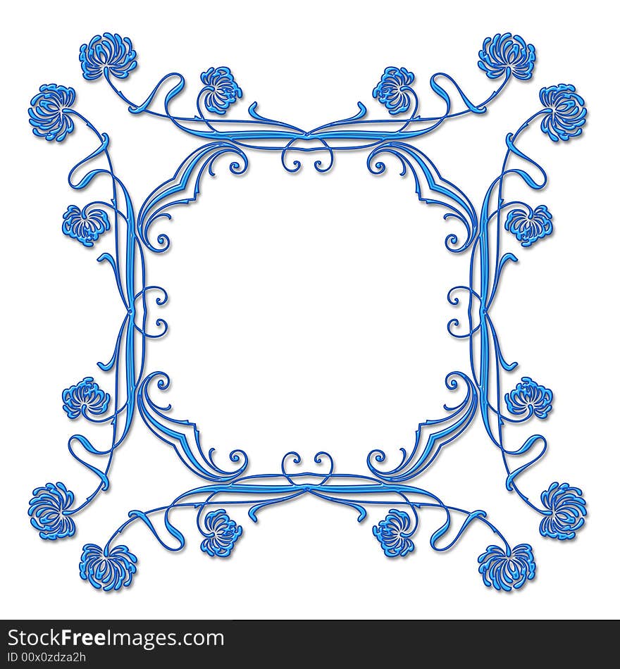 Abstract frame with floral ornament - graphic illustration