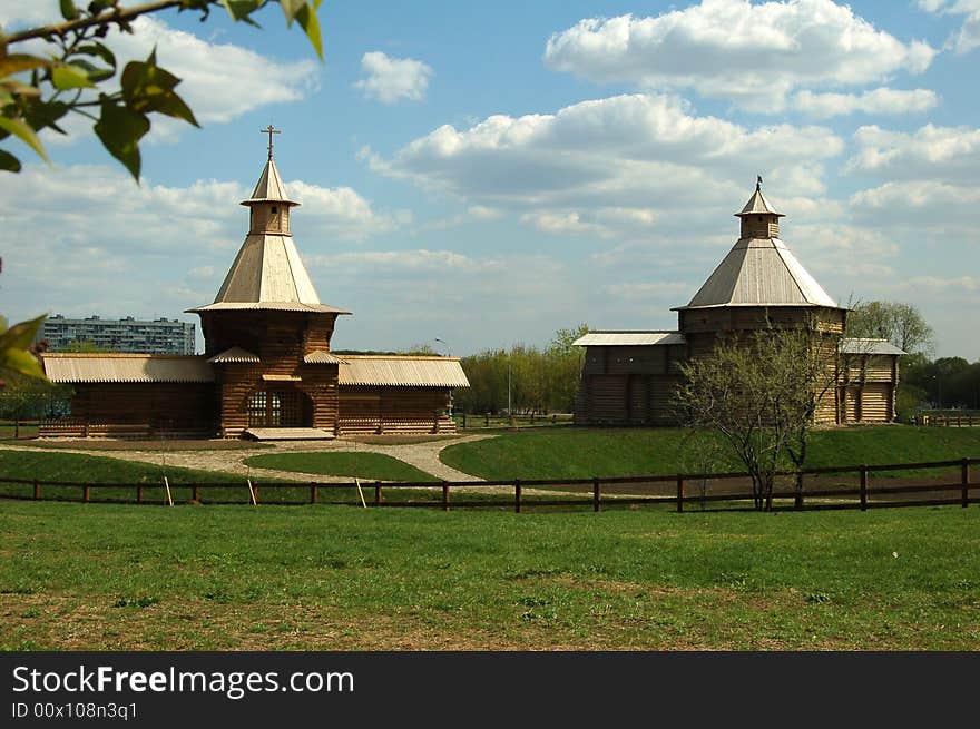 Old russian architecture, home from wood