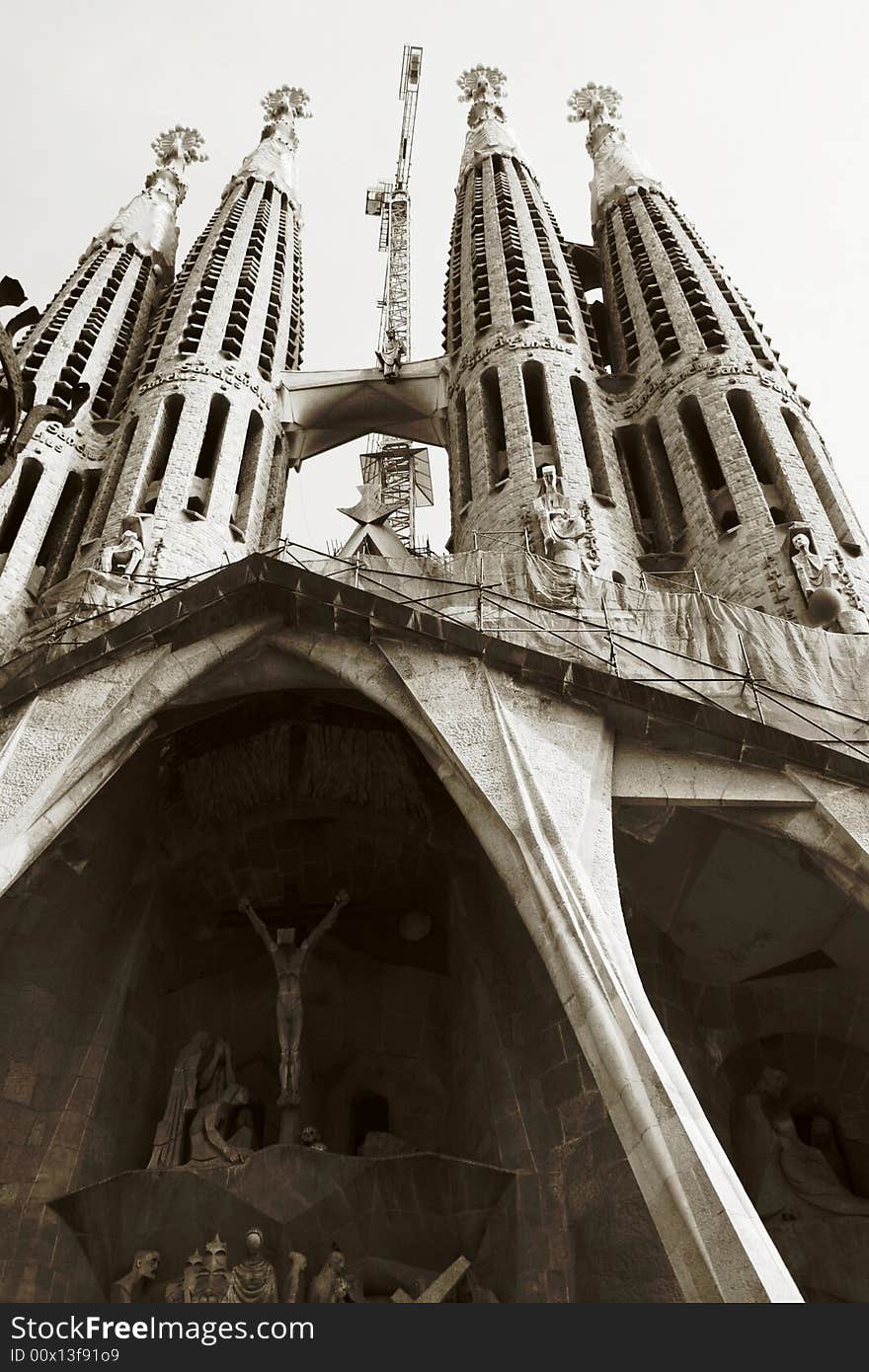 View of sagrada familia from bus stop. View of sagrada familia from bus stop