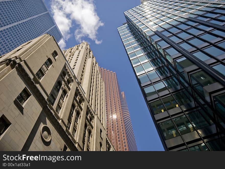 A cluster of old and new scrapers, downtown Toronto, Ontario. A cluster of old and new scrapers, downtown Toronto, Ontario.