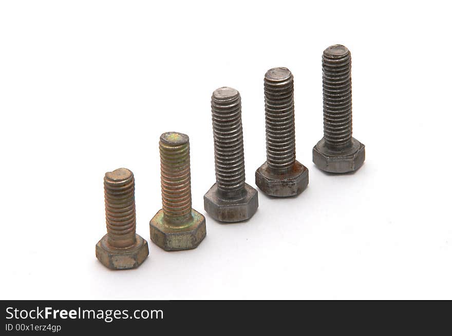 Metal bolt on a white background