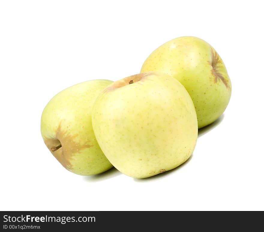 Fresh green apples isolated on a white background