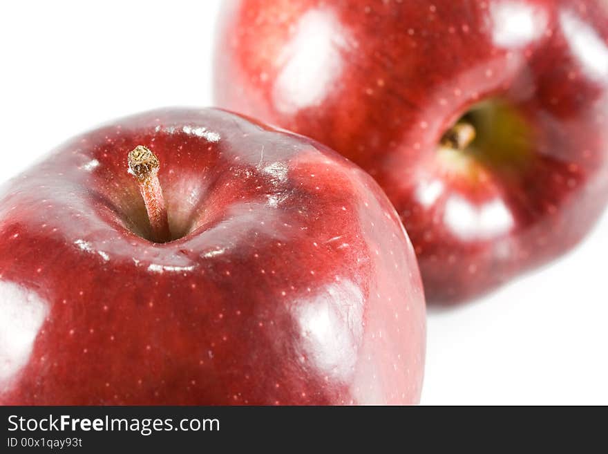 Fresh red apples on a white background