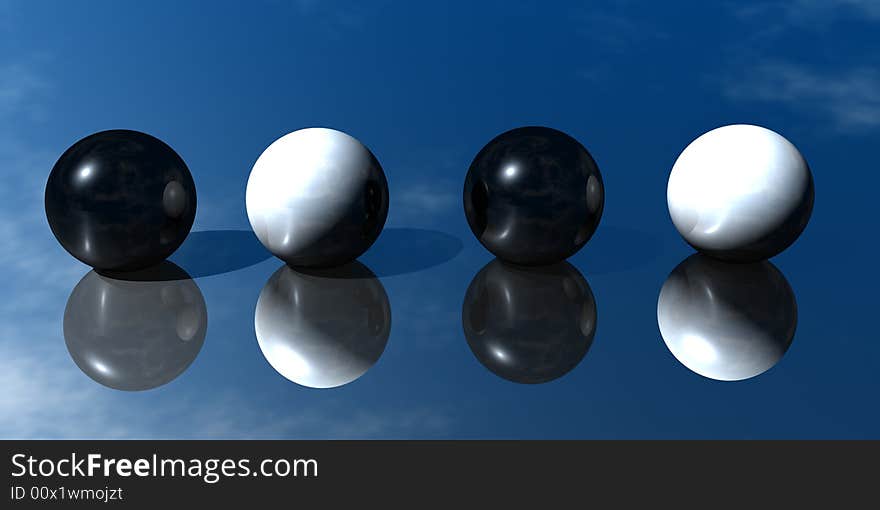 Abstract 3D Black And White Balls