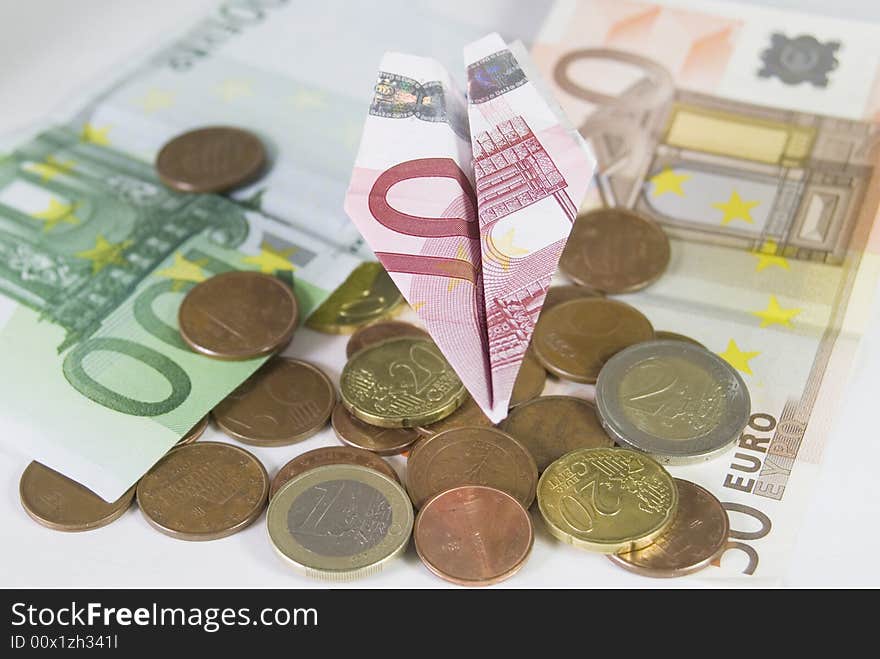 European bank notes and coins. European bank notes and coins