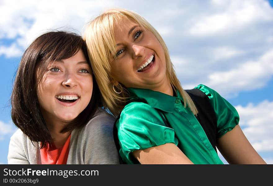 Two young happy girls