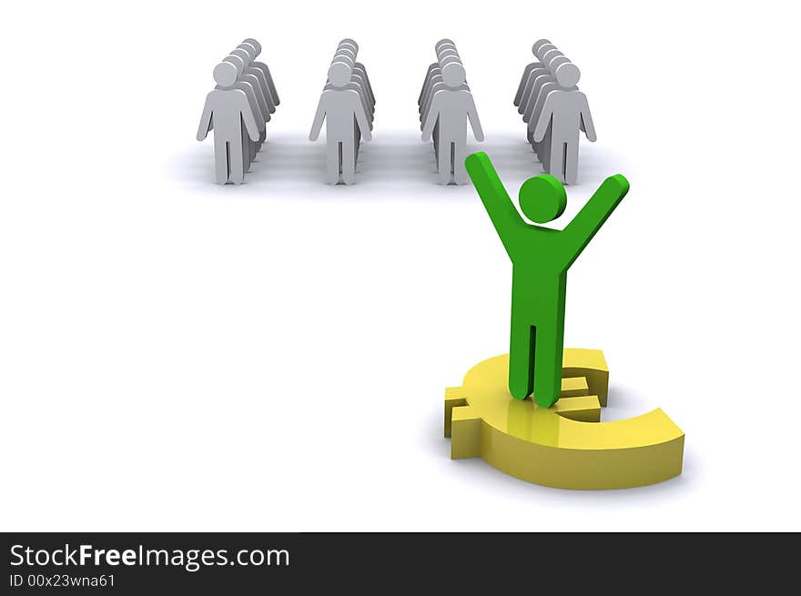 Rendered Illustration, representing Teamwork, success and standing out from the crowd. Rendered Illustration, representing Teamwork, success and standing out from the crowd